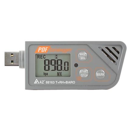 88163 AZ多次用溫濕度記錄器/壓力計/USB介面/免軟體