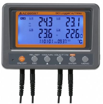 88597 AZ 高精度4通道熱敏電阻溫度記錄器/SD卡/免軟體