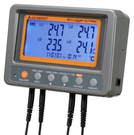 88597 AZ 高精度4通道熱敏電阻溫度記錄器/SD卡/免軟體