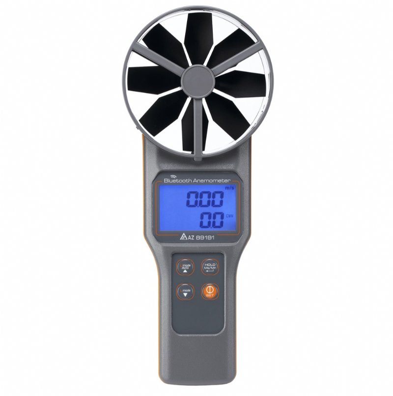 Anemómetro digital Bluetooth AZ 89191 con temperatura, humedad y CO2