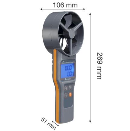 AZ 89191 Digitales Bluetooth-Anemometer mit Temperatur, Feuchtigkeit und CO2