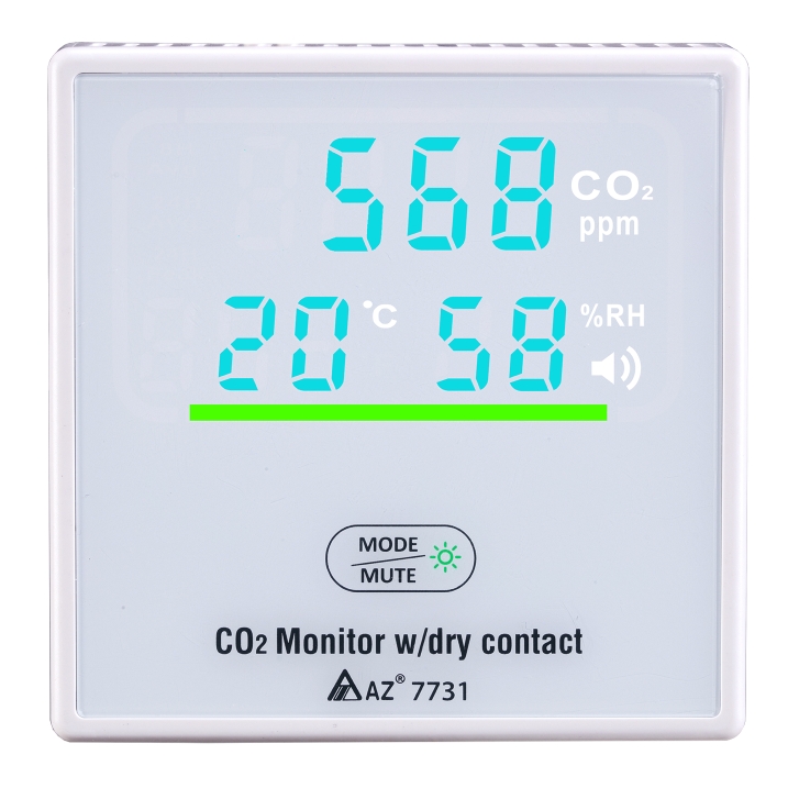 7731 AZ Festverdrahteter CO2/RH/T-Monitor mit Trockenkontaktrelais