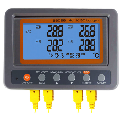 88598 AZ 4通道K型熱電偶溫度記錄器/SD卡/免軟體