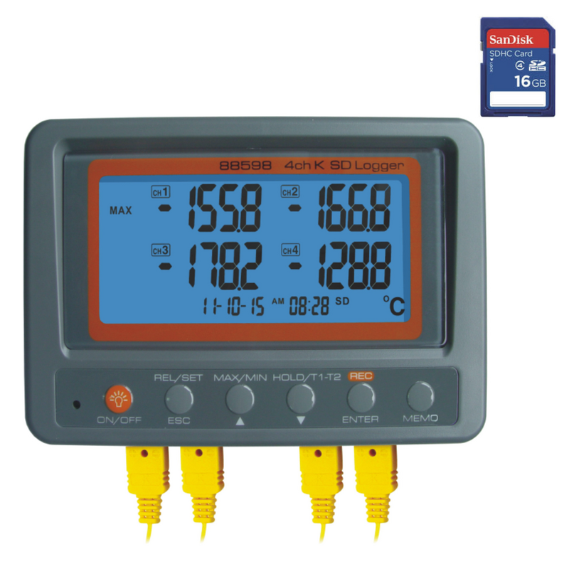 AZ 4チャンネル K型熱電対 SDカードデータロガー AZ Instrument