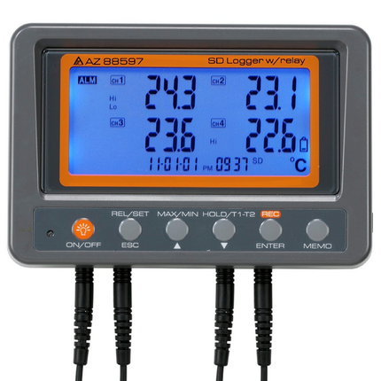 Registrador de temperatura tipo K com termopar e termistor, modelo 88599.