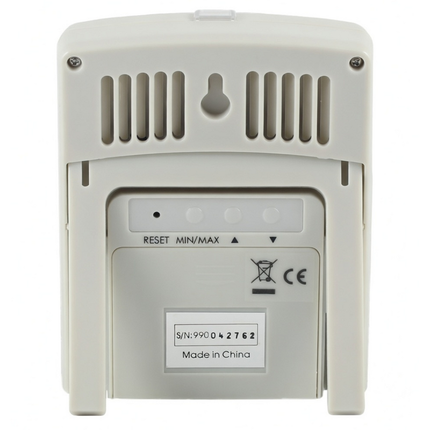 Rear view of AZ 87791 illustrating the wall-mount hole and battery compartment for easy installation and maintenance.