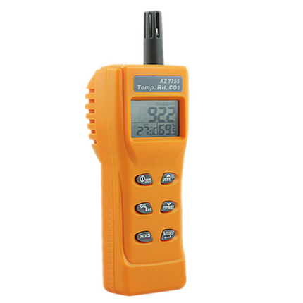 Side view of AZ 7755 IAQ monitor highlighting the built-in NDIR sensor vents designed for fast and accurate CO2 and air quality detection.