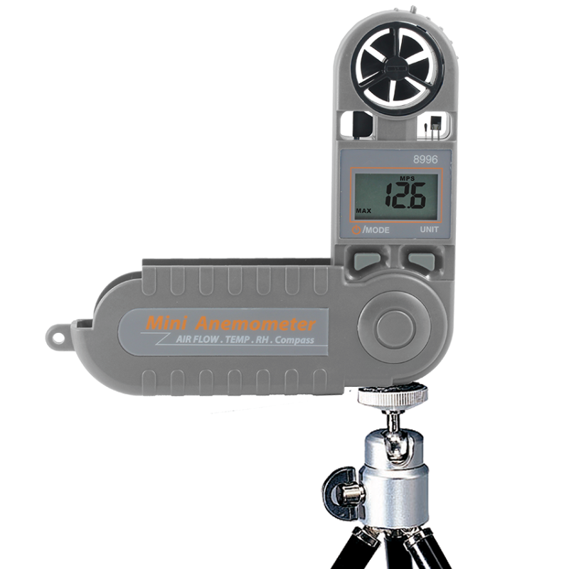 AZ 8996 digital compass wind meter on a tripod, ready for directional wind analysis.