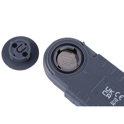 Rear view of AZ 8996 displaying the battery cover and robust foldable protector.