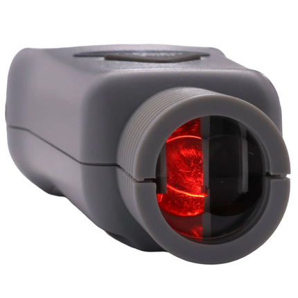 Laser sensor of 8008 AZ for non-contact RPM measurement, safely detecting speed from a distance using reflective tape.