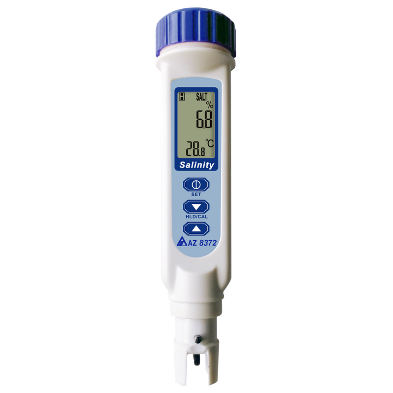 AZ 8372 Caneta de salinidade multiunidade para medição em ppm, ppt, porcentagem e gravidade específica.