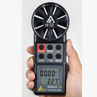 AZ 8906 手持式數位風速計，在大尺寸液晶螢幕上顯示風速與溫度