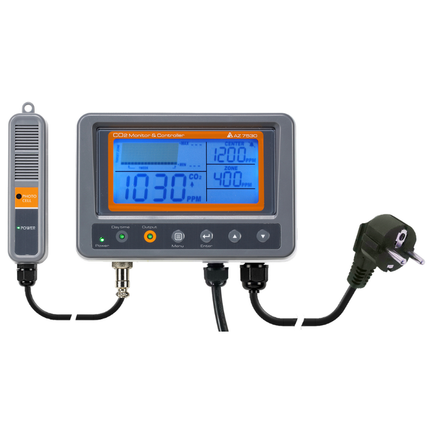 Integrated EU schuko type relay output socket on 7530 AZ for automating CO2 generators and HVAC fans.