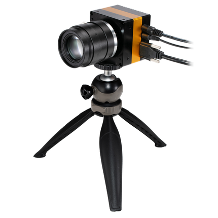 9502 High Speed Camera mounted on a tripod with cables connected for high-resolution 8960 FPS industrial and scientific imaging.