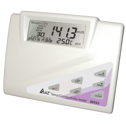 AZ 86503 Tisch-EC-Messgerät mit übersichtlichem LCD-Display, Anzeige für pH-Wert und Temperatur