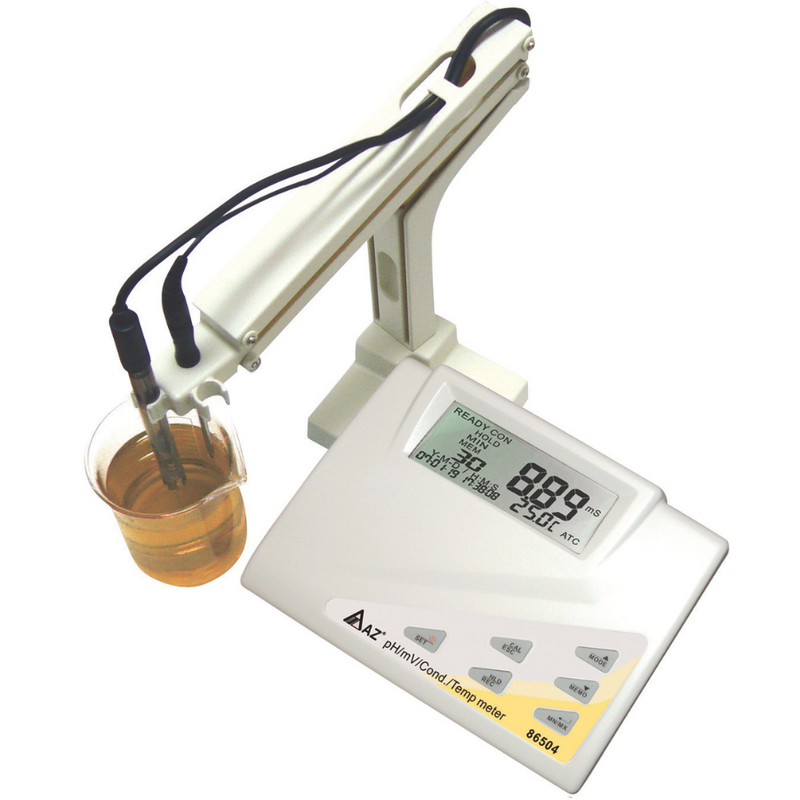 AZ 86504 Benchtop pH and conductivity meter with complete probe kit and stand