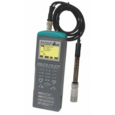 AZ 9661 pH &amp; mV Datenlogger für pH- und Temperaturmessungen mit hintergrundbeleuchtetem Display.