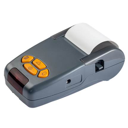 Vista lateral derecha de la impresora AZ 88998, donde se aprecia la entrada del adaptador de corriente de 9 V CC y su carcasa compacta.