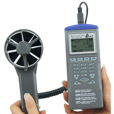 실시간 HVAC 공기 속도 측정을 위한 원격 베인 프로브가 장착된 휴대용 AZ 9671 풍속계.